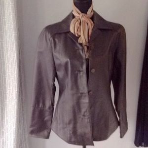 Distressed leather blazereuc